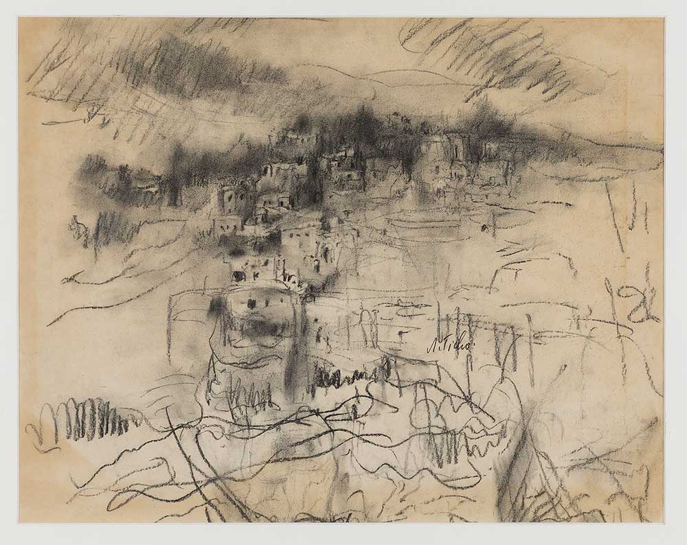 Ticho, Anna - Village in the Jerusalem Hills |1960's | 37.5X48  | An Israeli Collection