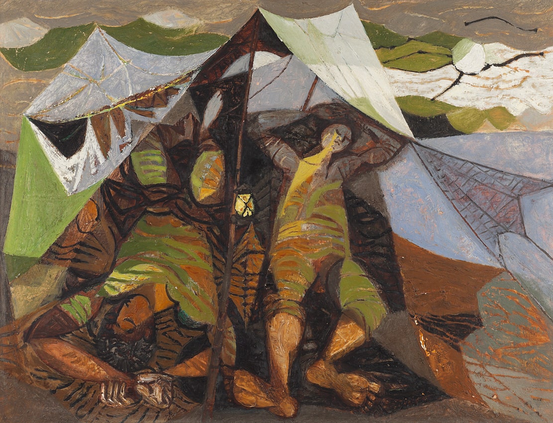 Weil, Shraga - Soldiers in a Tent | 1958 | 60.5X79.5 | An Israeli Collection
